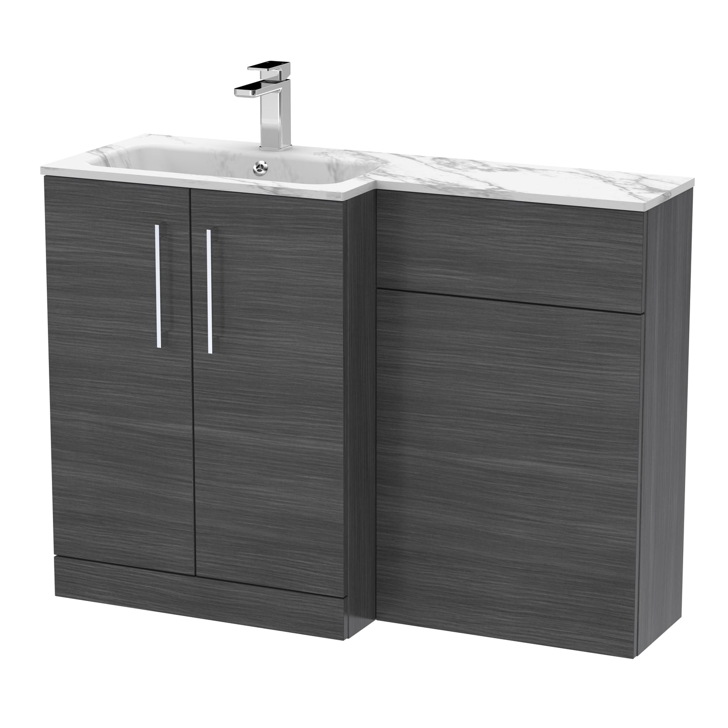 Arno 1100mm Left Handed Floor Standing Combination Unit with L-Shape Marble Stone Basin by Nuie