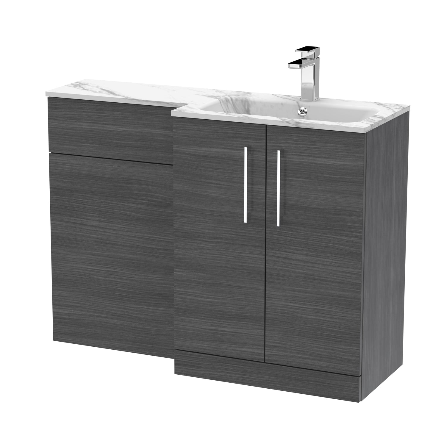 Arno 1100mm Right Handed Floor Standing Combination Unit with L-Shape Marble Stone Basin by Nuie