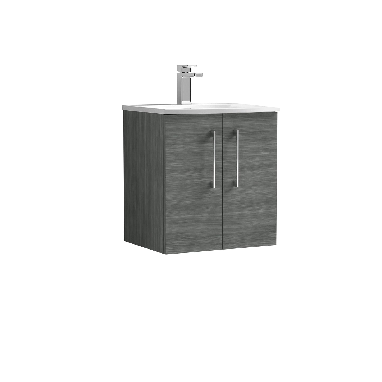 Arno 500mm Wall Hung 2 Door Vanity Unit with Curved Basin by Nuie
