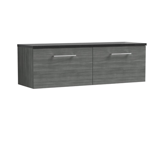 Nuie 1200mm Wall Hung 2-Drawer Vanity Unit With Laminate Worktop