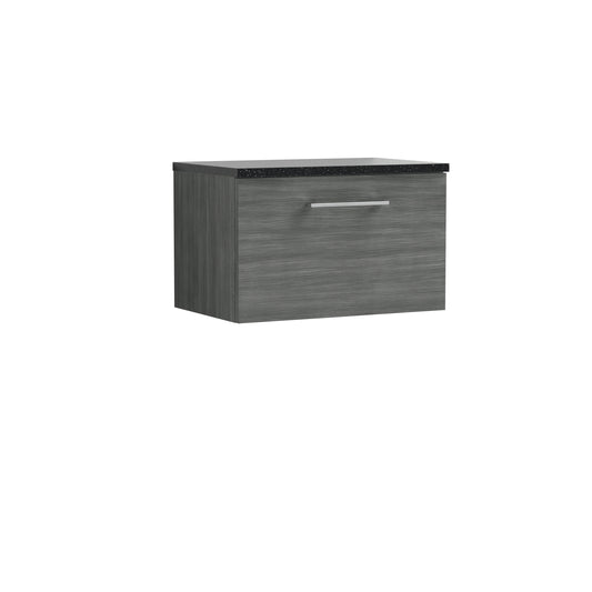 Nuie Arno 600mm Wall Hung Anthracite 1-Drawer Vanity Unit With Laminate Top