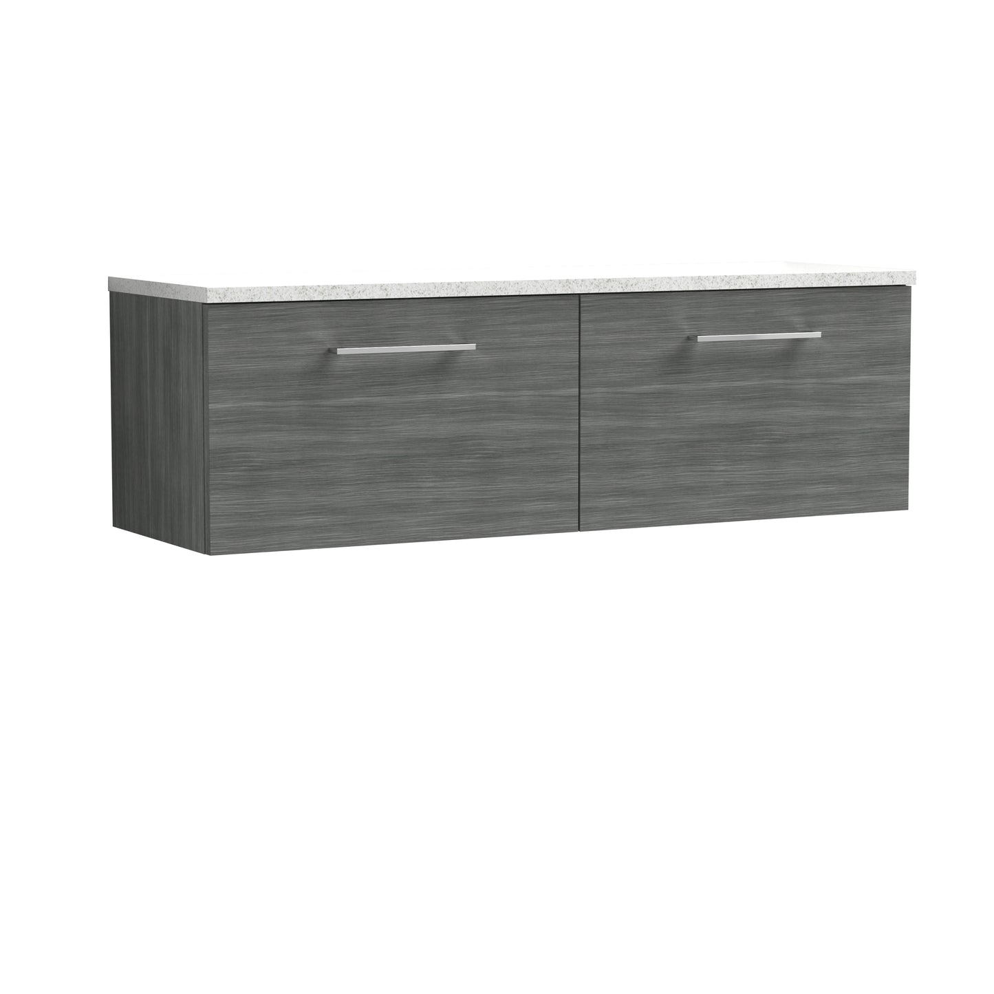 Nuie 1200mm Anthracite Woodgrain Wall Hung 2-Drawer Vanity Unit With Laminate Worktop