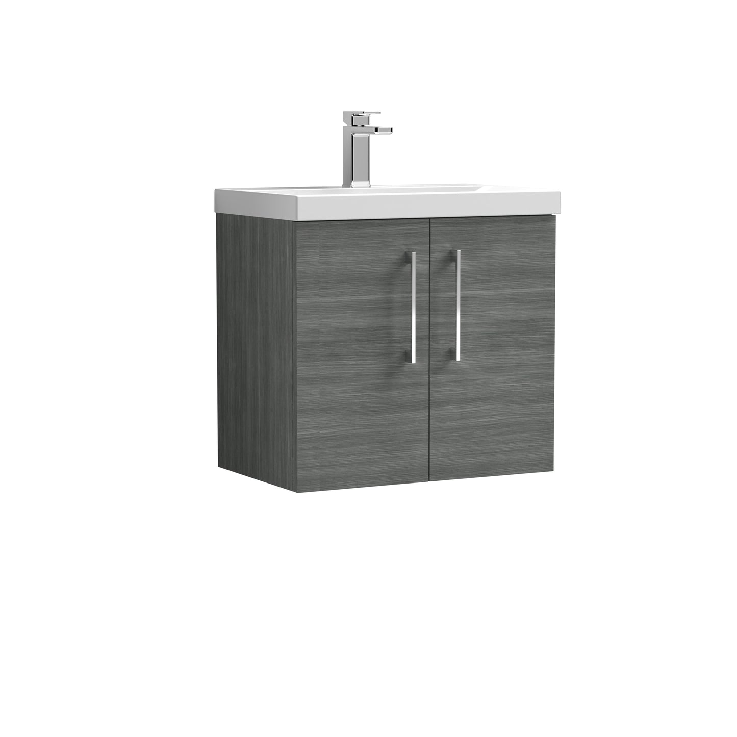 Arno 600mm Wall Hung 2-Door Vanity Unit with Mid-Edge Basin by Nuie