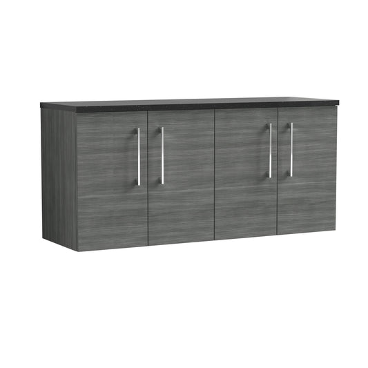 Nuie 1200mm Anthracite Woodgrain Wall Hung Vanity Unit With Laminate Worktop