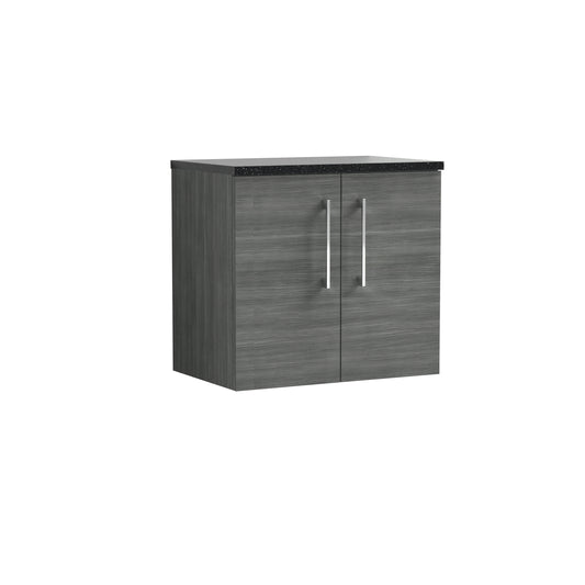 Nuie 600mm Wall Hung Anthracite 2-Door Vanity Unit With Laminate Top