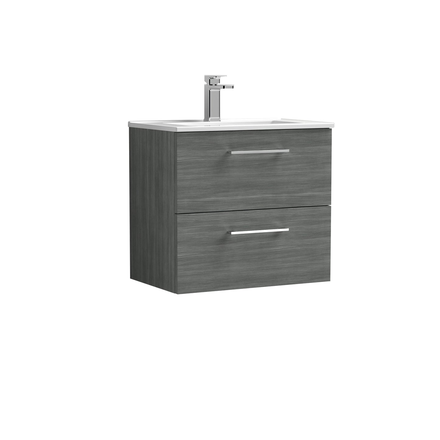 Arno 600mm Wall Hung 2-Drawer Vanity Unit with Minimalist Basin by Nuie