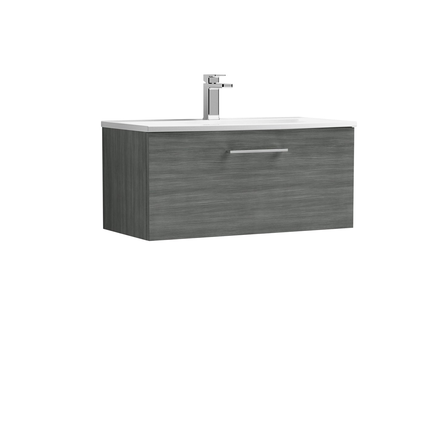 Arno 800mm Wall Hung 1-Drawer Vanity Unit with Curved Basin by Nuie