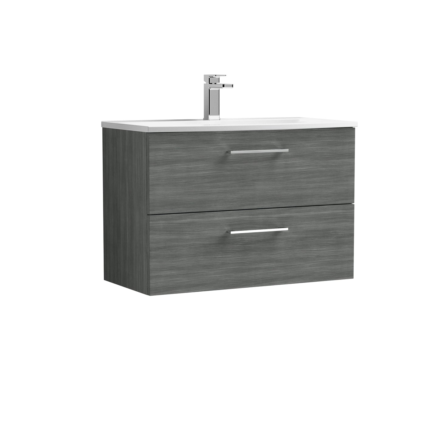 Arno 800mm Wall Hung 2-Drawer Vanity Unit with Curved Basin by Nuie