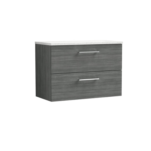 Nuie 800mm Anthracite Wall Hung 2-Drawer Vanity Unit With Laminate Top