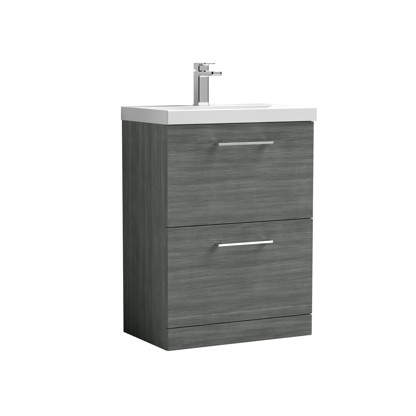Arno 600mm Floor Standing 2-Drawer Vanity Unit with Mid-Edge Basin by Nuie