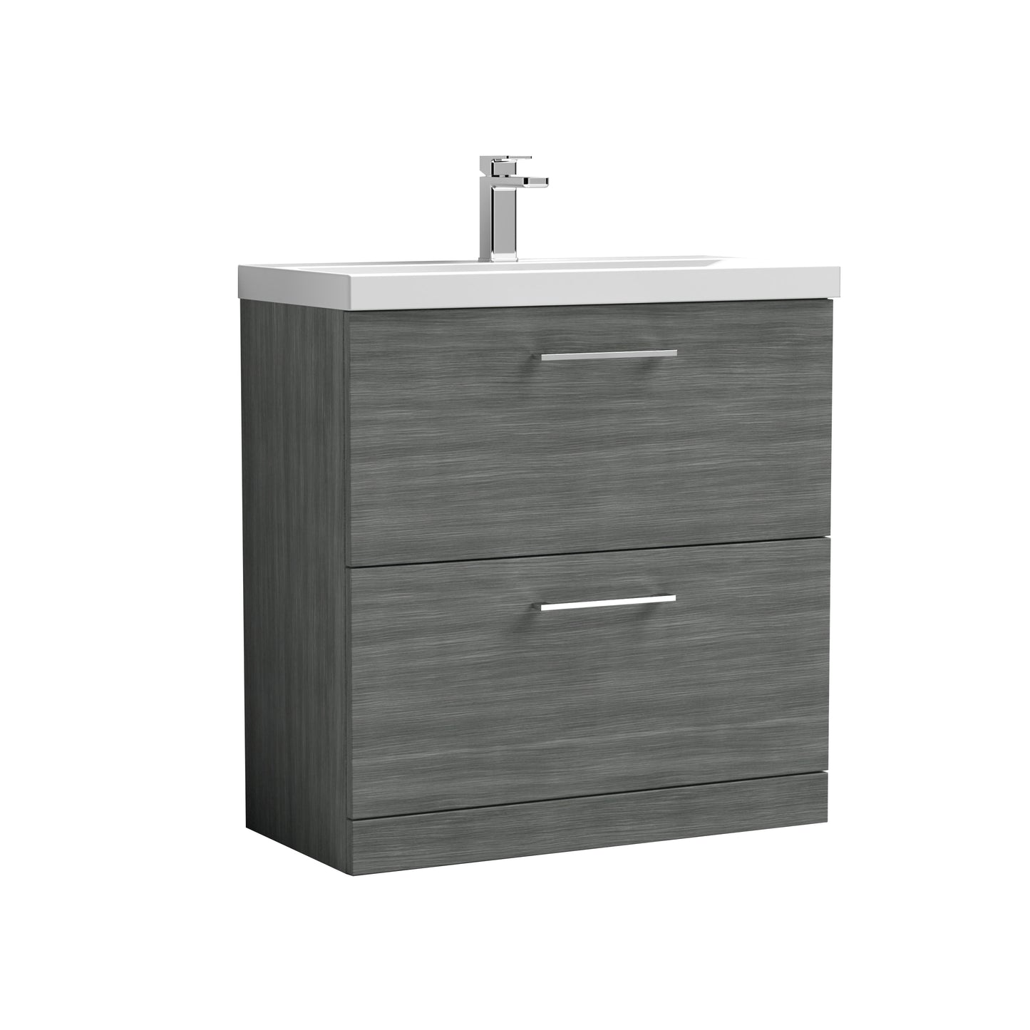 Arno 800mm Bathroom Floor Standing 2-Drawer Vanity Unit with Mid-Edge Basin by Nuie