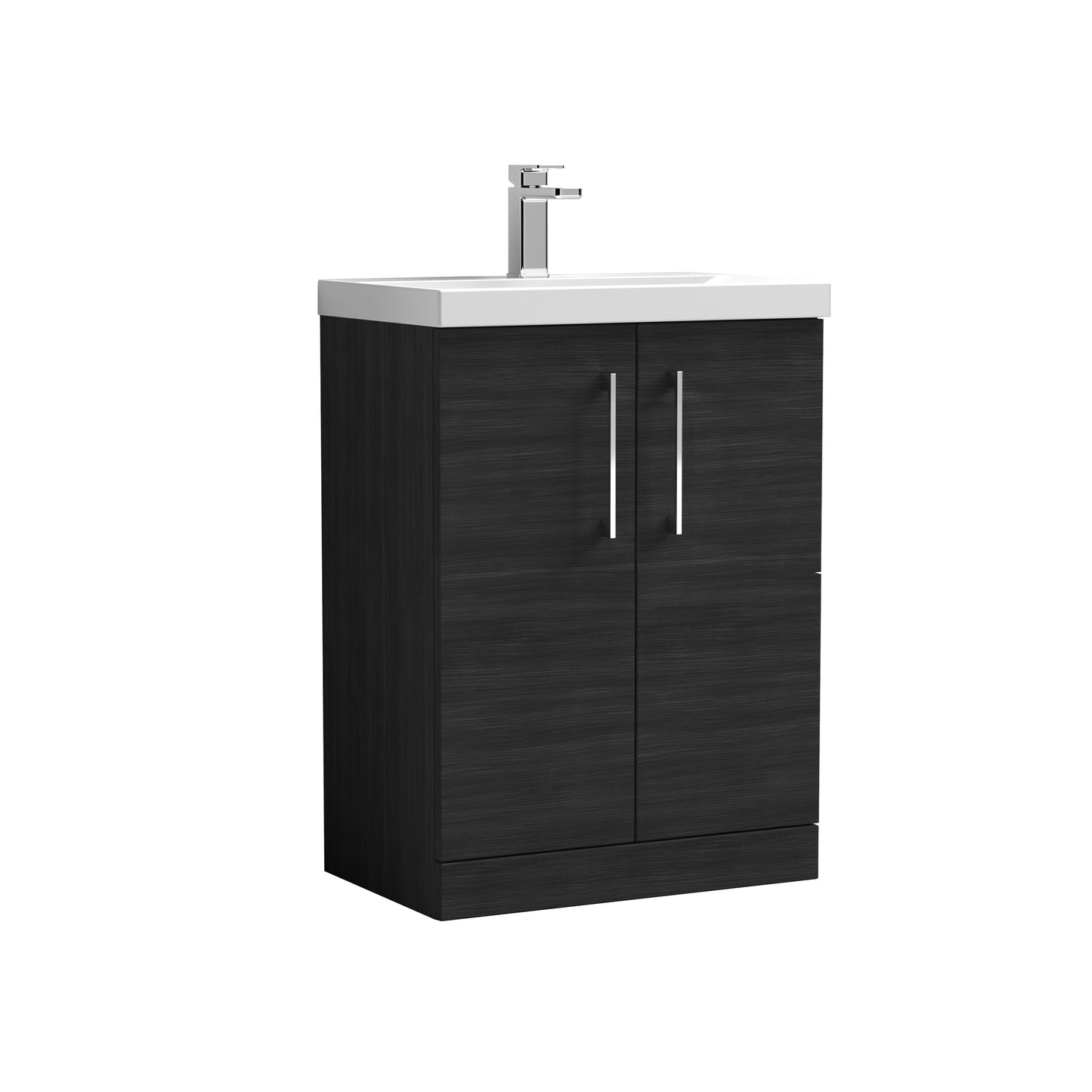 Arno 600mm Modern Floor Standing 2-Door Vanity Unit with Thin-Edge Basin by Nuie
