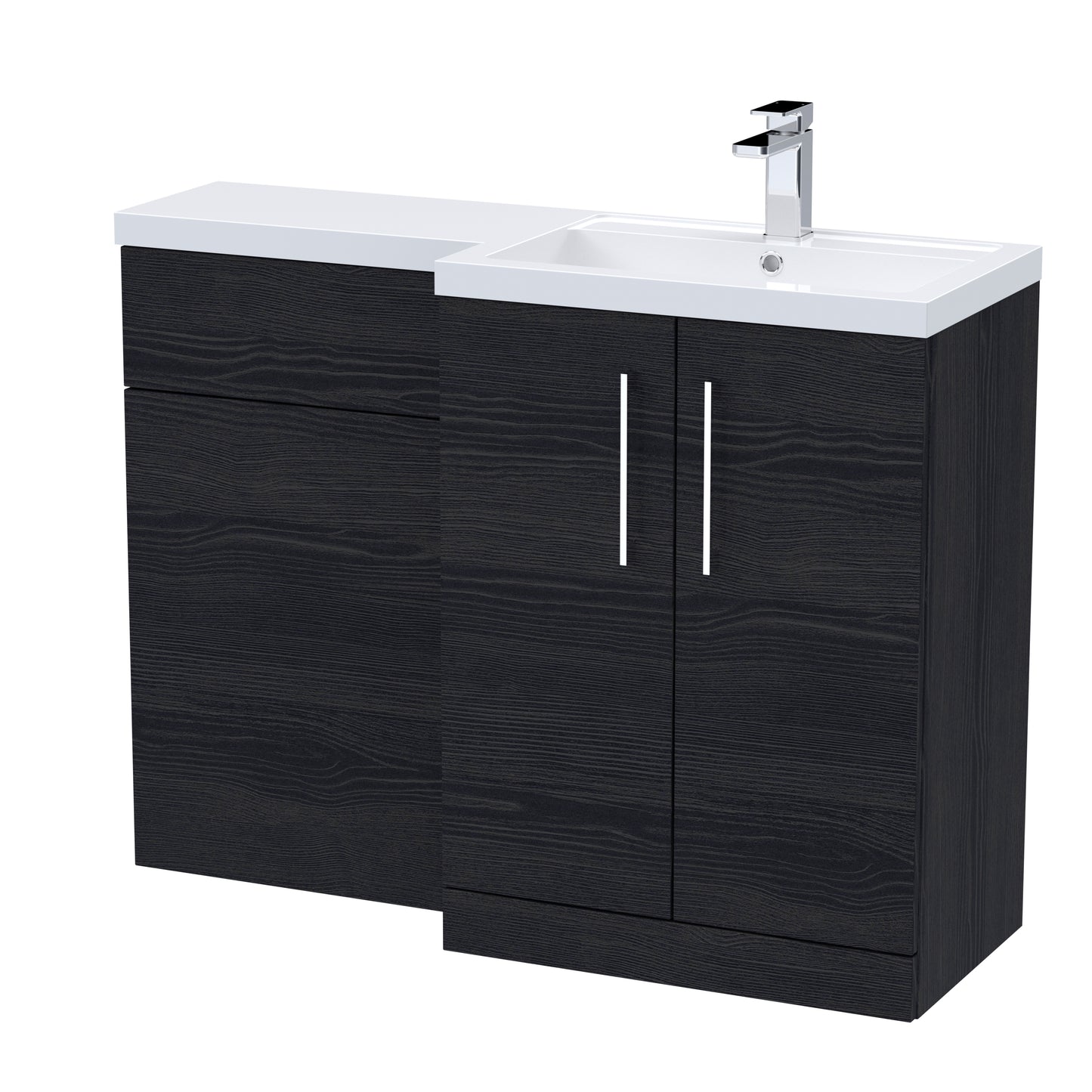 Arno 1100mm Right Handed Floor Standing Combination Unit with L-Shape Polymarble Basin by Nuie