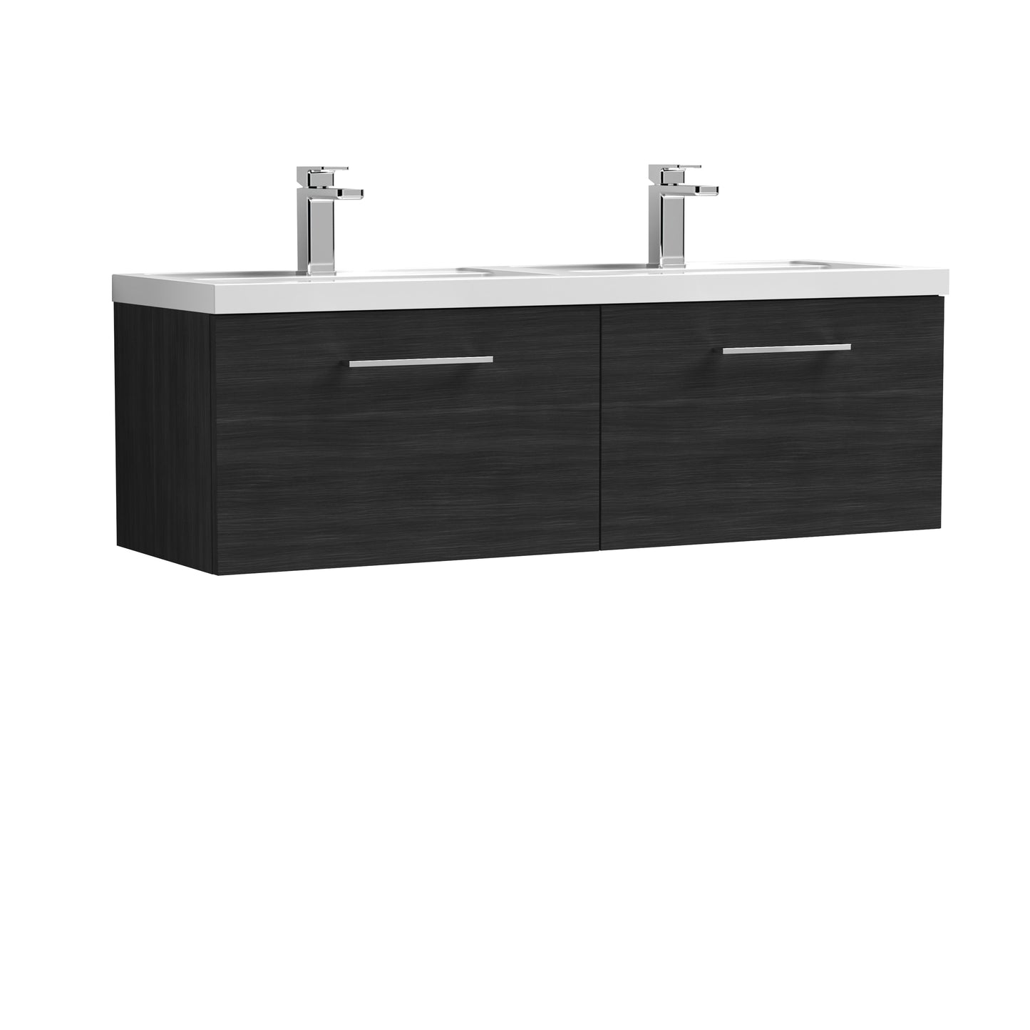 Arno 1200mm Wall Hung 2-Drawer Soft Close Vanity Unit with Twin Polymarble Basin by Nuie