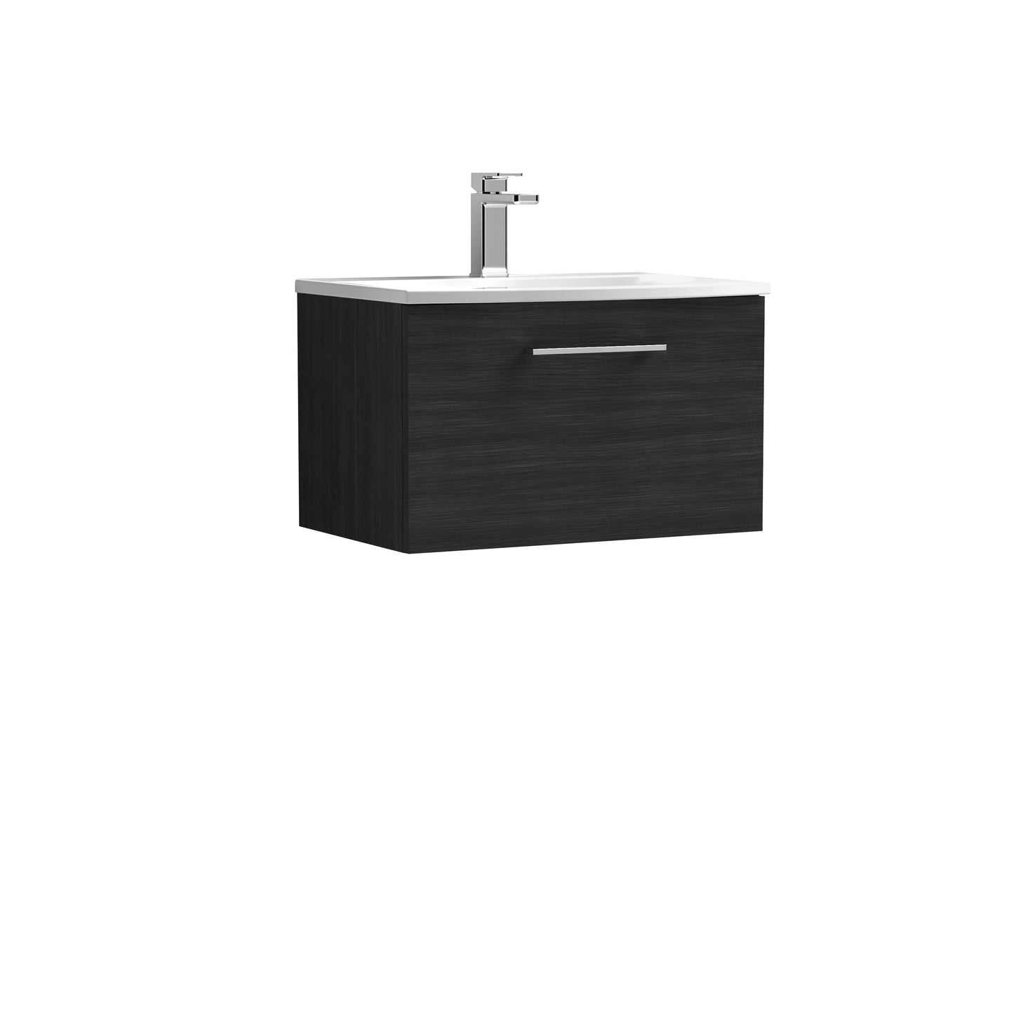 Arno 600mm Wall Hung 1 Drawer Vanity Unit with Curved Basin by Nuie