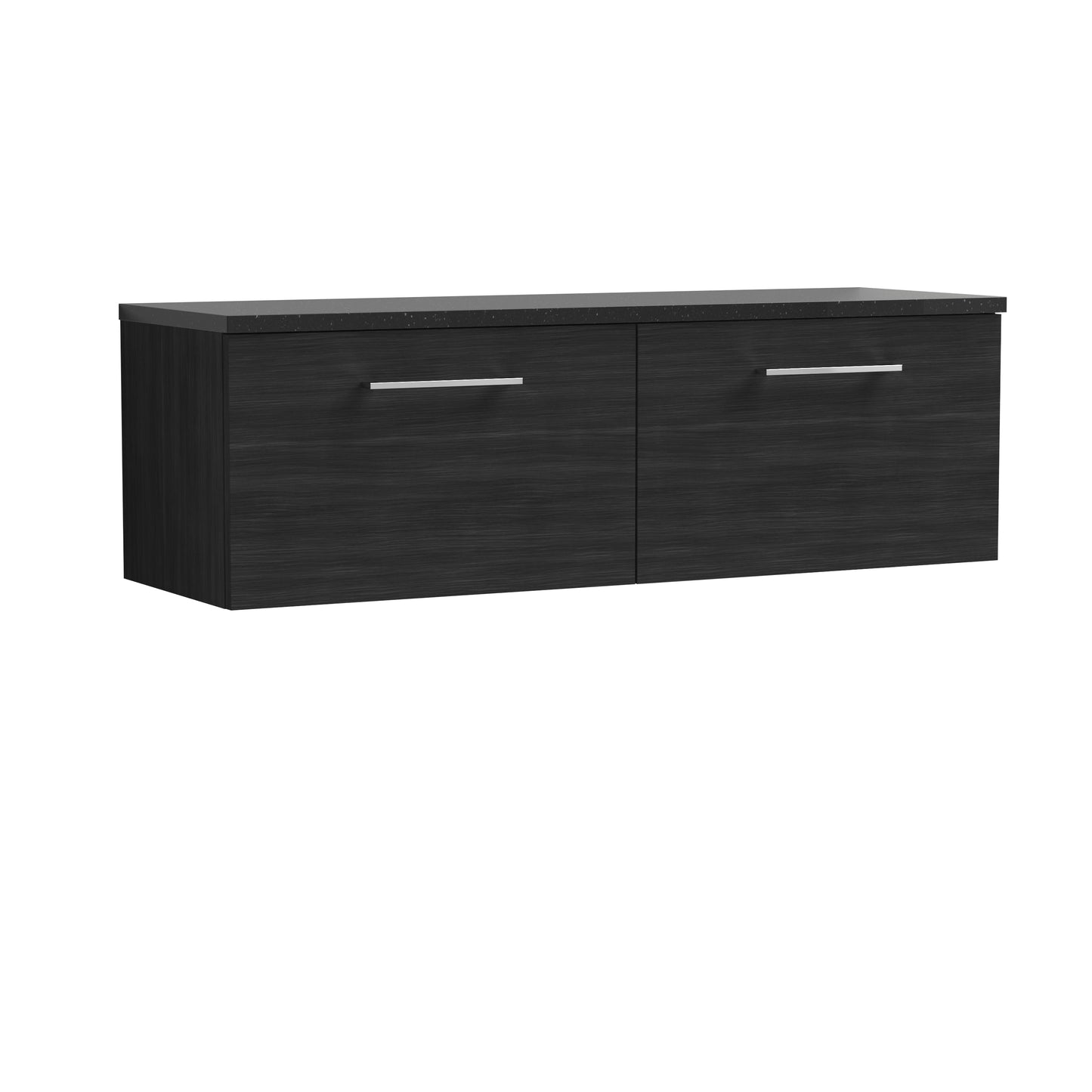 Nuie 1200mm Wall Hung Charcoal Black 2-Drawer Vanity Unit With Laminate Worktop
