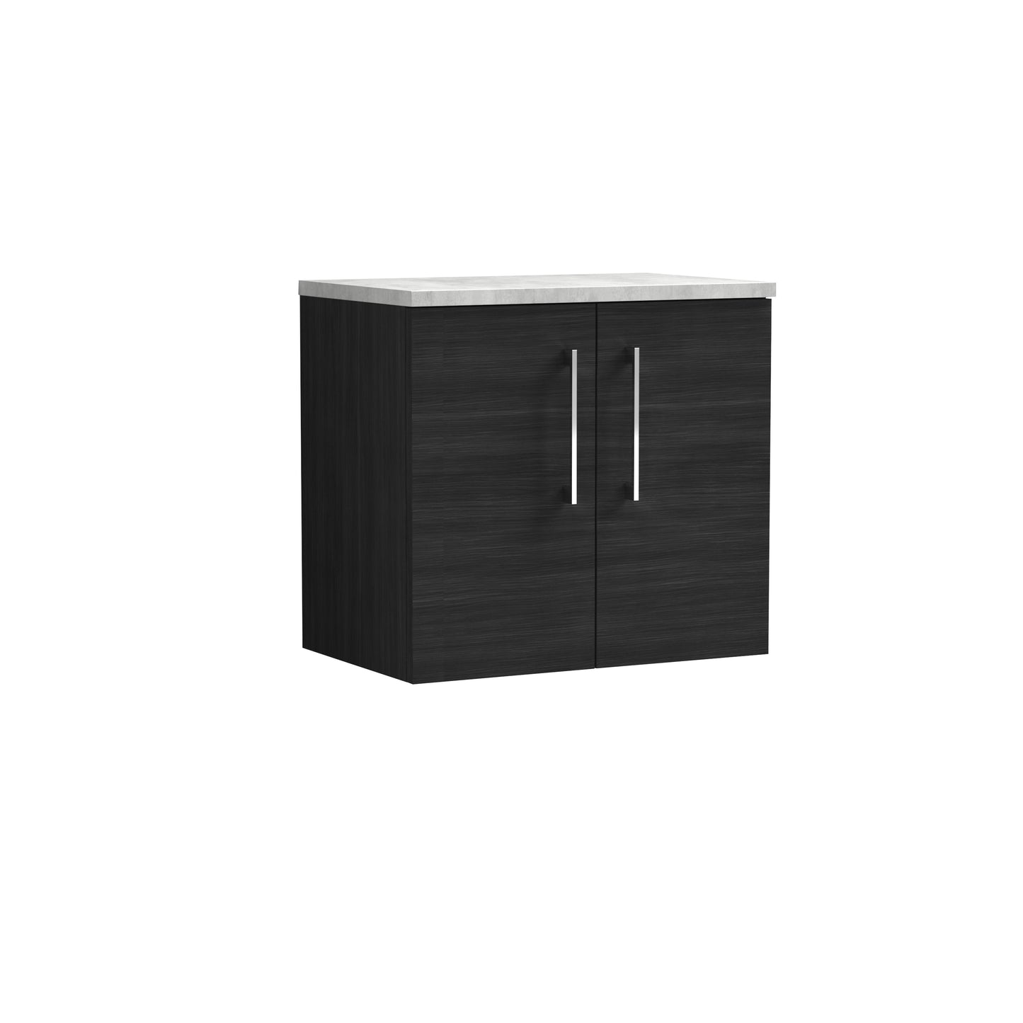 Nuie Arno 600mm Charcoal Black Wall Hung 2-Door Vanity Unit With Laminate Top