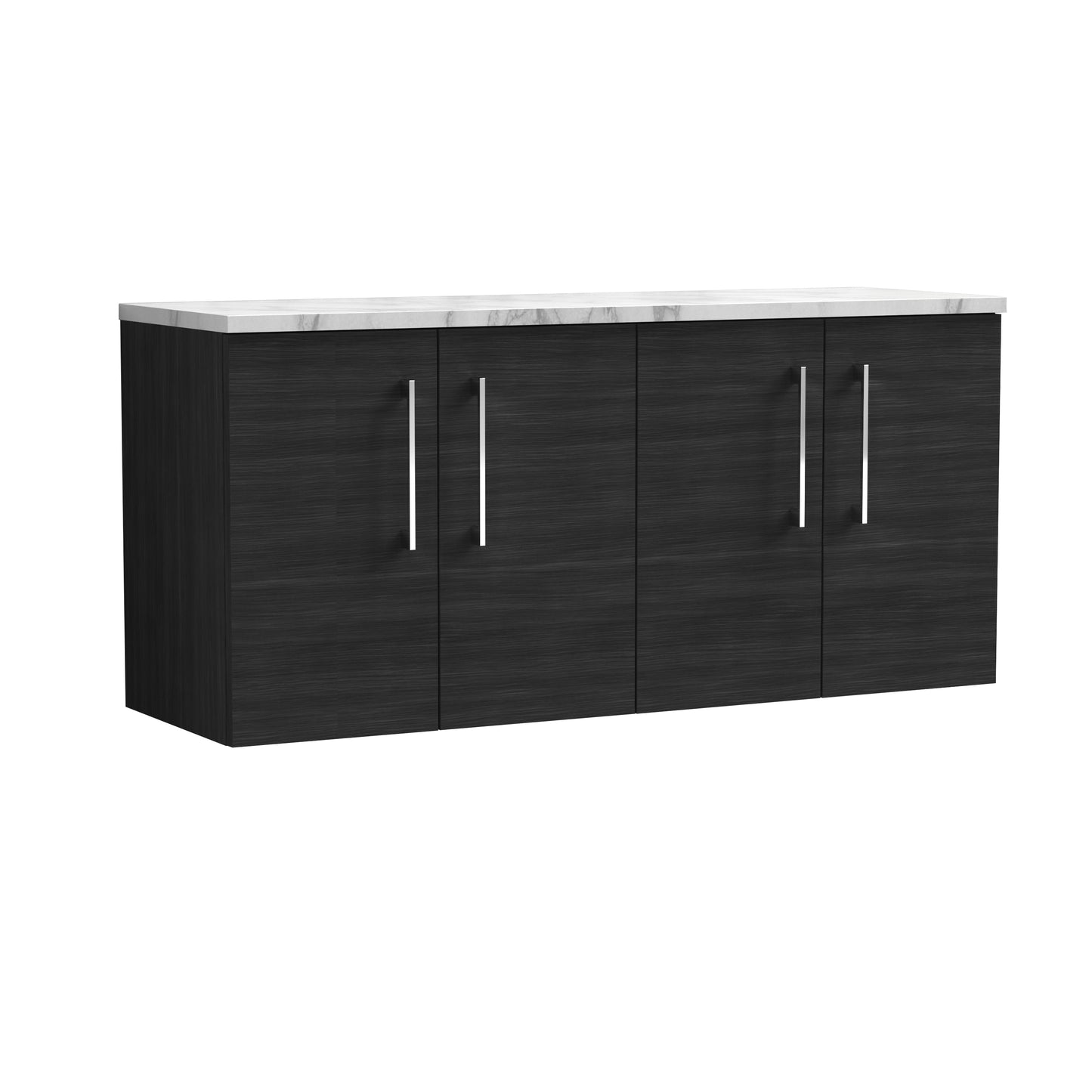 Nuie 1200mm Charcoal Black Wall Hung 2-Door Vanity Unit With Laminate Worktop
