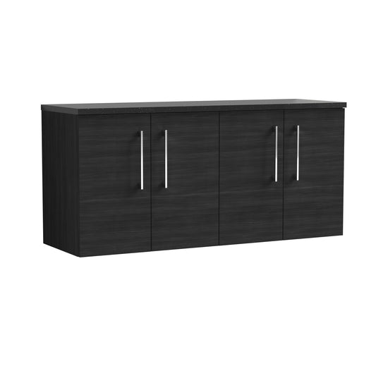 Nuie 1200mm Charcoal Black Wall Hung Vanity Unit With Soft Close Doors & Laminate Worktop