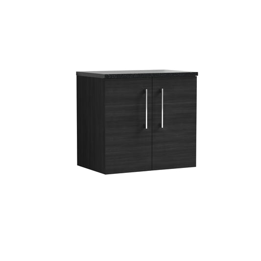 Nuie 600mm Charcoal Black 2-Door Wall Hung Vanity Unit With Laminate Top