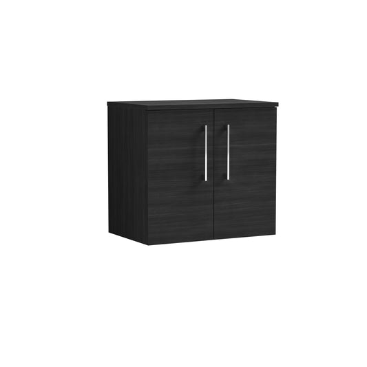 Nuie Arno 600mm Wall Hung 2-Door Charcoal Black Vanity Unit With Worktop