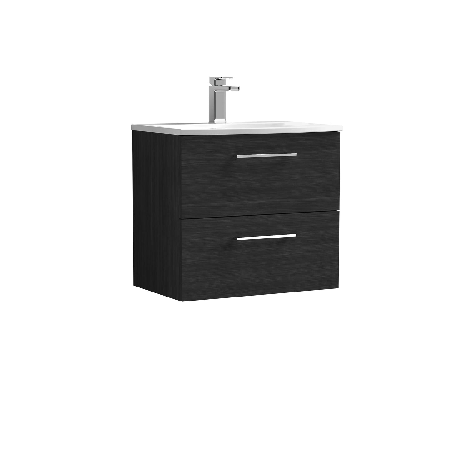Arno 600mm Wall Hung 2 Drawer Vanity Unit with Curved Basin by Nuie