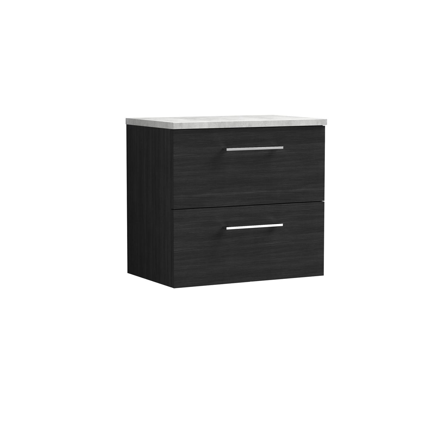 Nuie 600mm Charcoal Black Wall Hung 2-Drawer Vanity Unit With Laminate Top