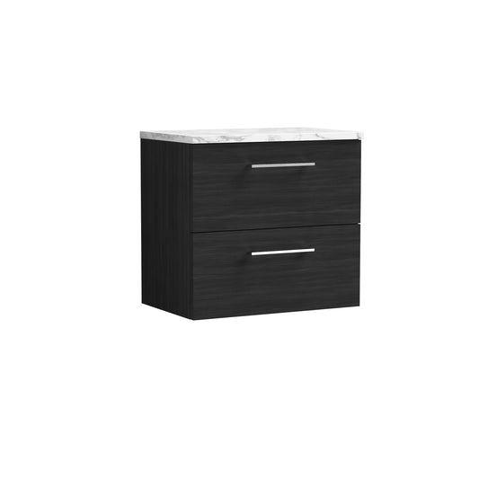 Nuie 600mm Wall Hung 2-Drawer Vanity Unit With Laminate Worktop