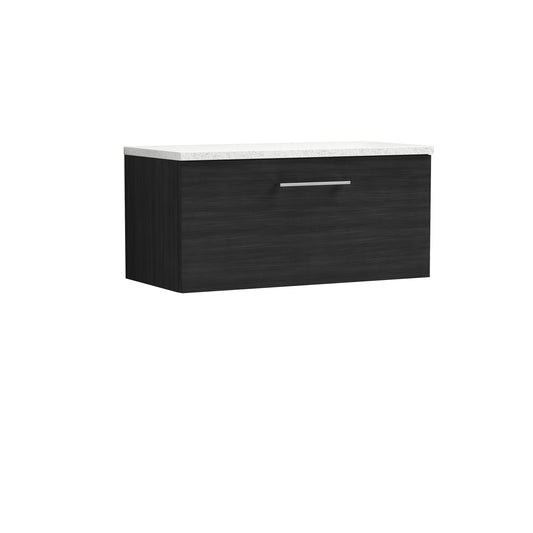 Nuie Arno 800mm Charcoal Black Wall Hung 1-Drawer Vanity Unit With Laminate Top