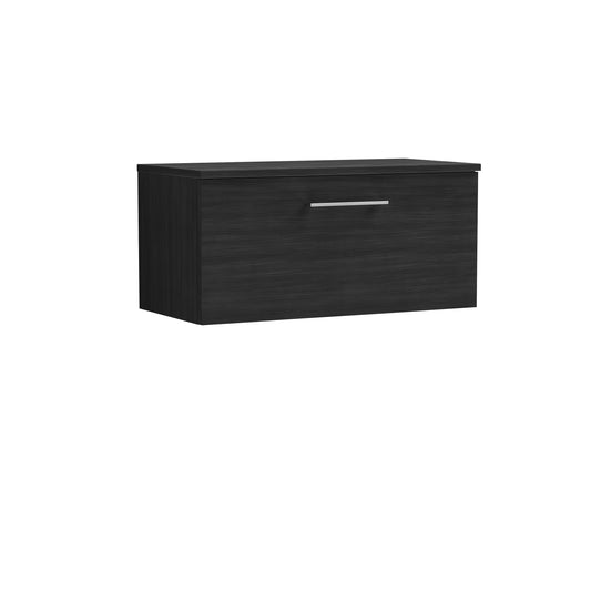 Nuie 800mm Charcoal Black Wall Hung 1-Drawer Vanity Unit With Worktop
