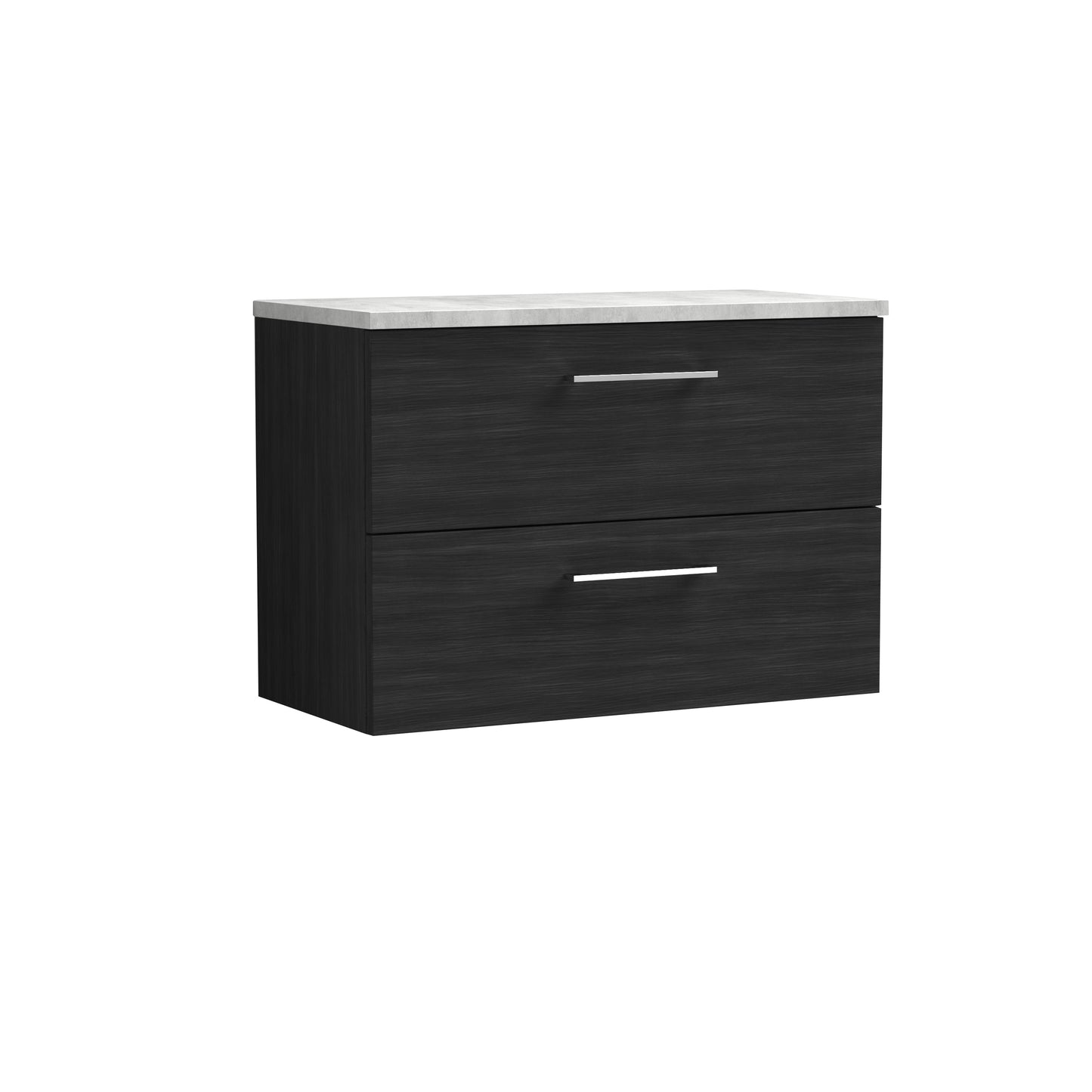 Nuie 800mm Charcoal Black Wall Hung 2-Drawer Vanity Unit With Laminate Top