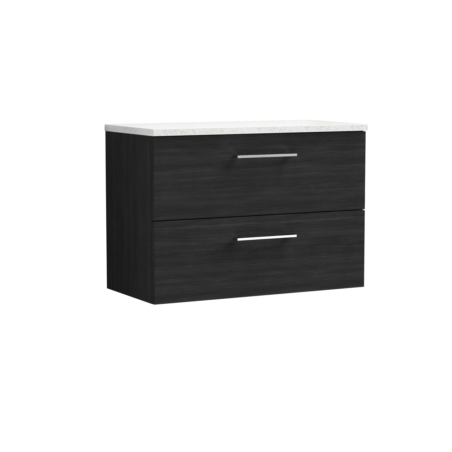 Nuie 800mm Charcoal Black Wall Hung 2-Drawer Vanity Unit With Laminate Top