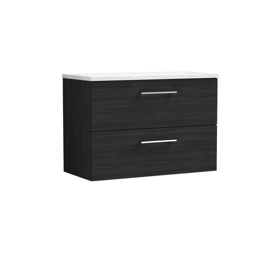 Nuie 800mm Charcoal Black Wall Hung 2-Drawer Vanity Unit With Laminate Top