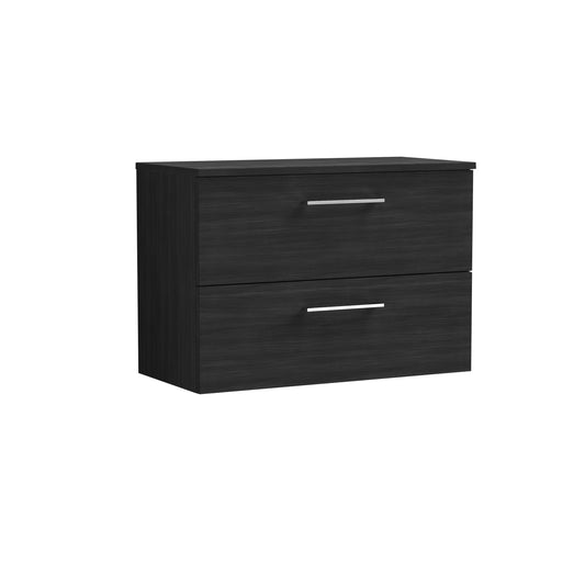 Nuie 805mm Charcoal Black Wall Hung 2-Drawer Vanity Unit With Worktop & Handles