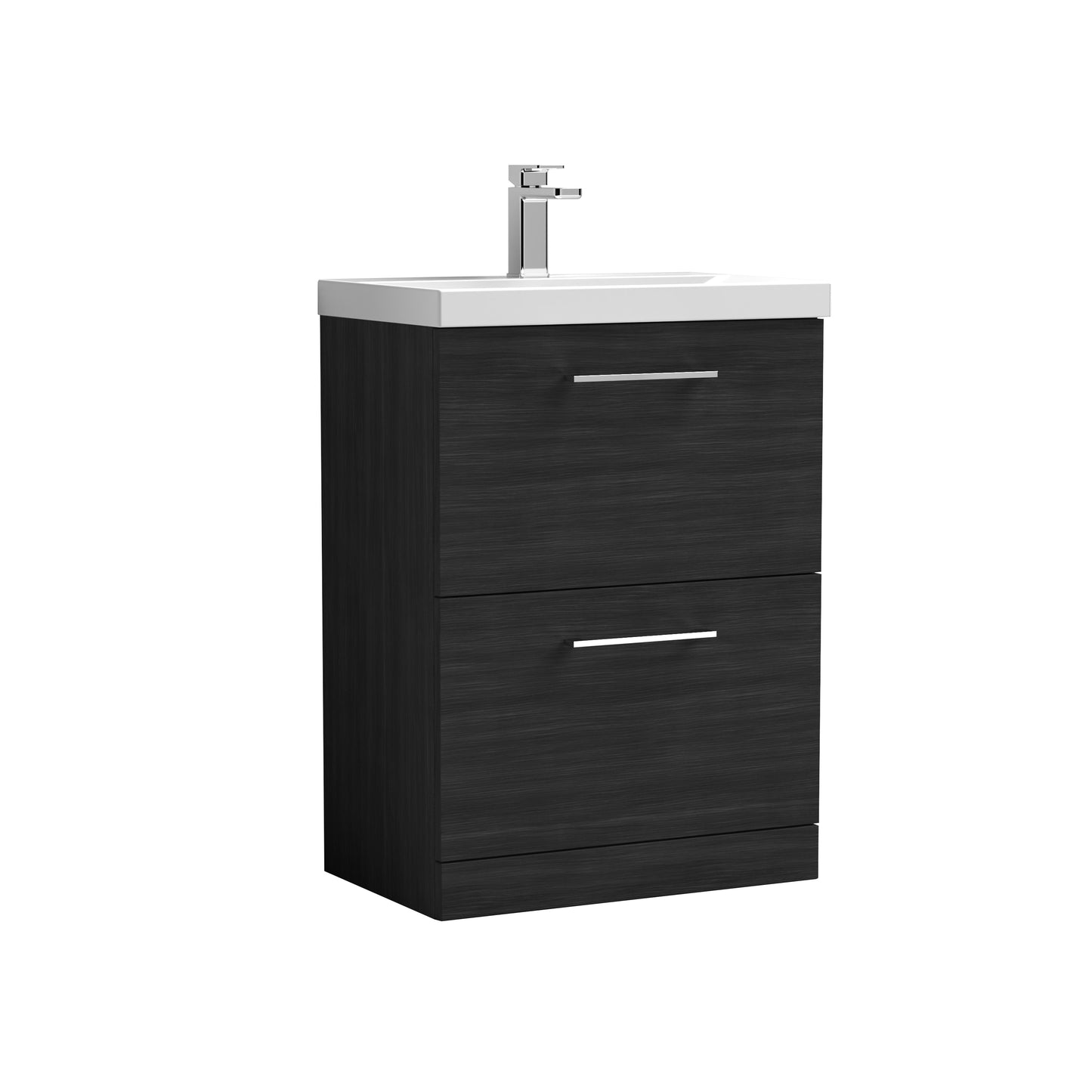 Arno 600mm Floor Standing 2-Drawer Bathroom Vanity Unit With Thin-Edge Basin by Nuie