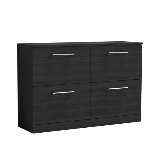 Nuie Arno 1200mm Charcoal Black Floor Standing 4 Drawer Vanity Unit with Worktop With D Shape Handle