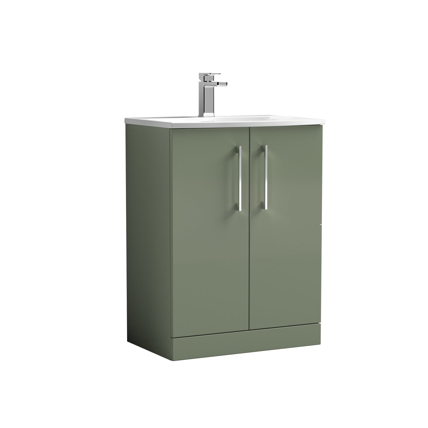 Arno 600mm Floor Standing 2-Door Vanity Unit with Curved Basin by Nuie