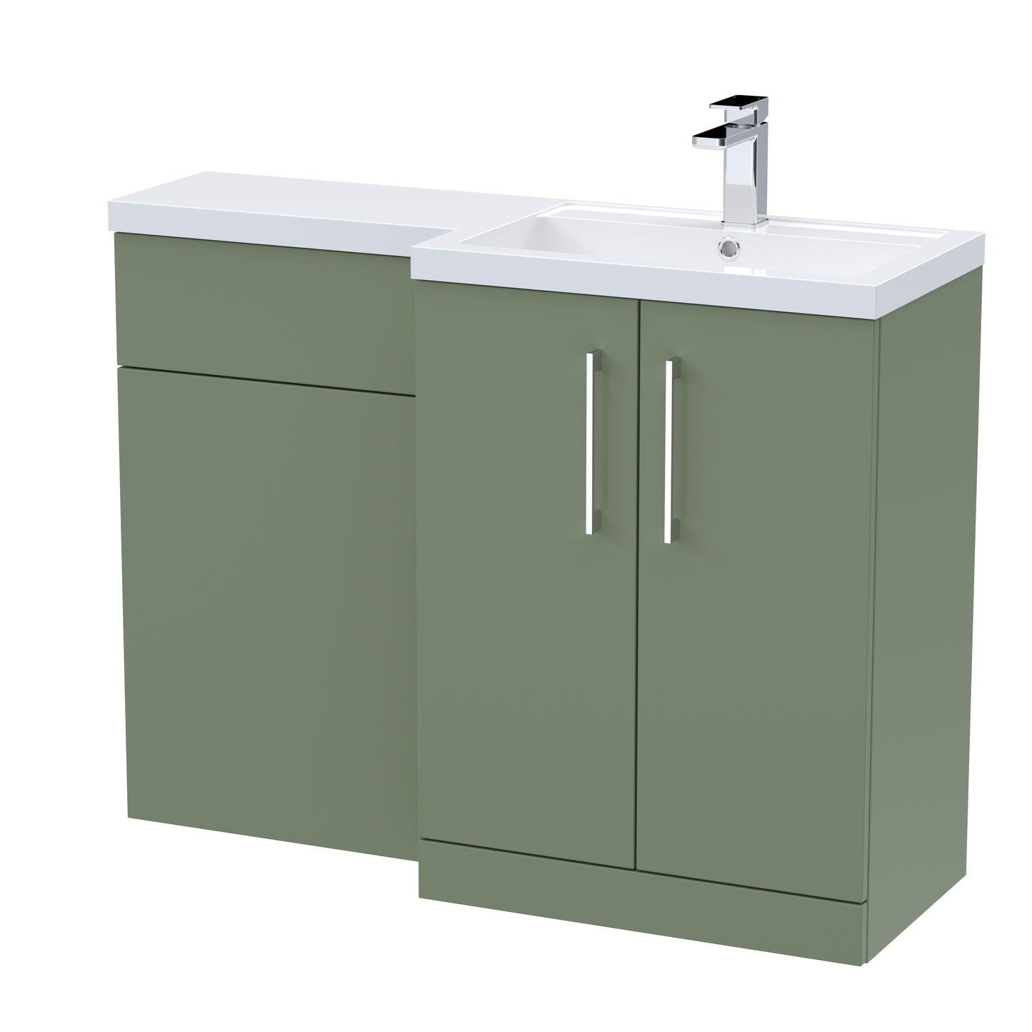 Arno 1100mm Right Handed Floor Standing Combination Unit with L-Shape Polymarble Basin by Nuie