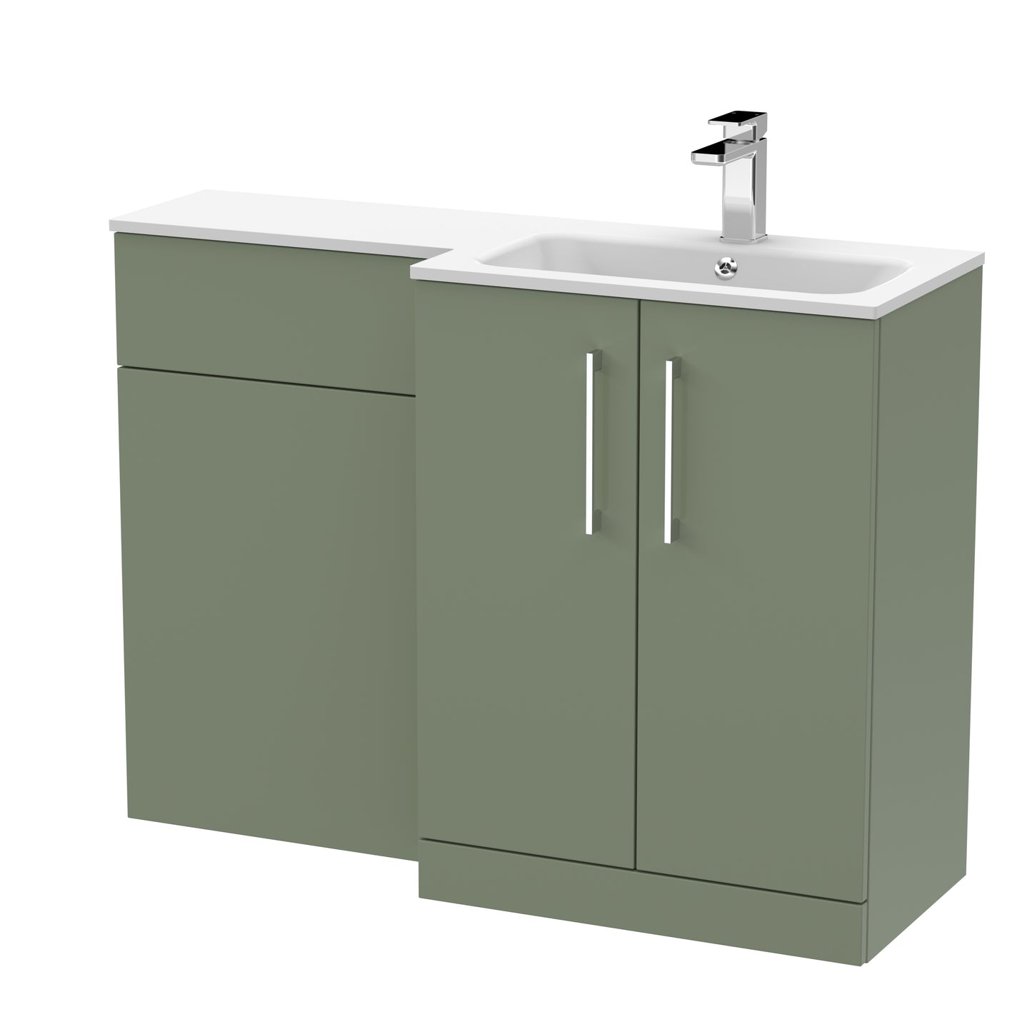 Arno 1100mm Right Handed Floor Standing Combination Unit with L-Shape Stone Basin by Nuie