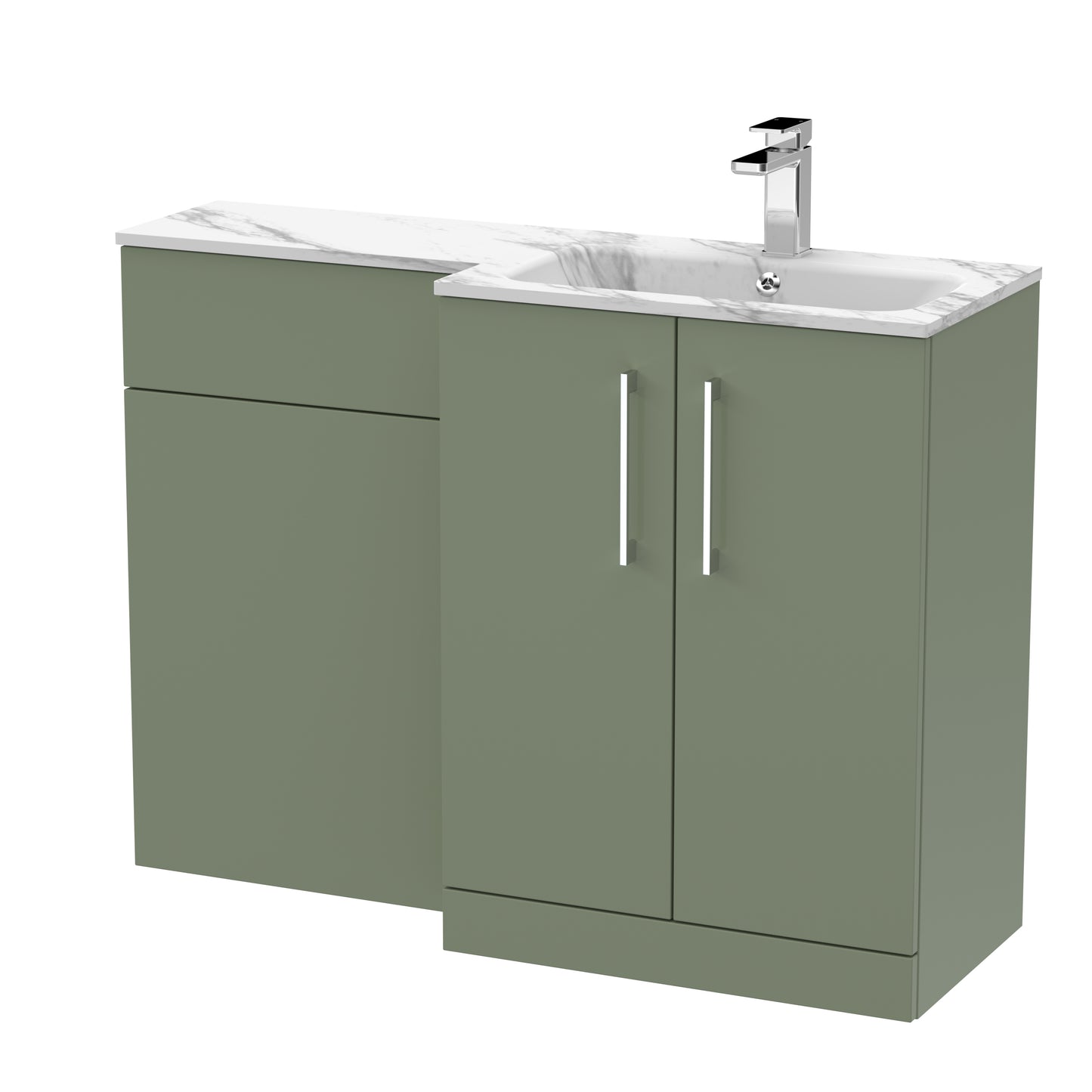 Arno 1100mm Right Handed Floor Standing Combination Unit with L-Shape Marble Stone Basin by Nuie