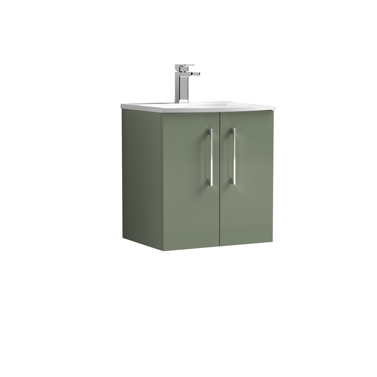 Arno 500mm Wall Hung 2 Door Vanity Unit with Curved Basin by Nuie