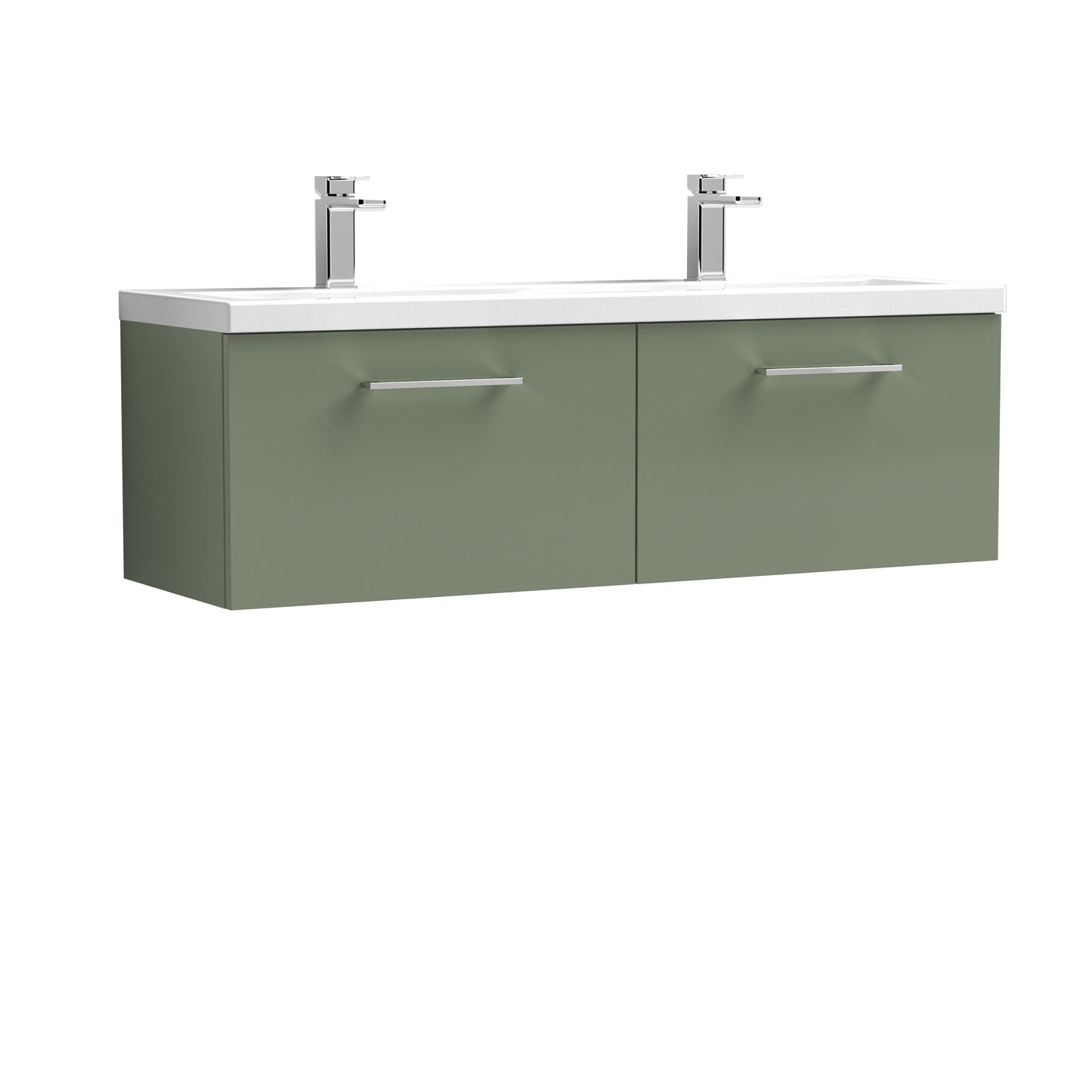 Arno 1200mm Wall Hung 2-Drawer Vanity Unit with Twin Ceramic Basin by Nuie