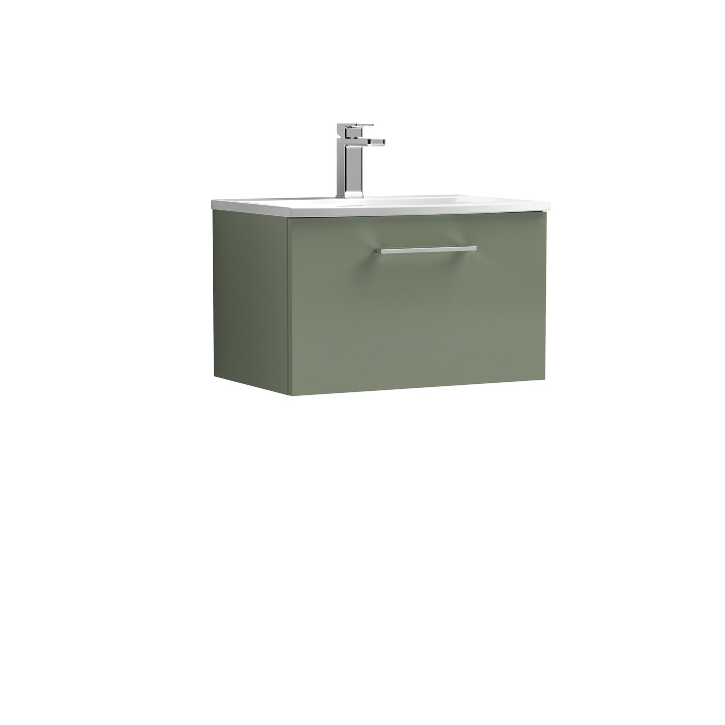Arno 600mm Wall Hung 1 Drawer Vanity Unit with Curved Basin by Nuie