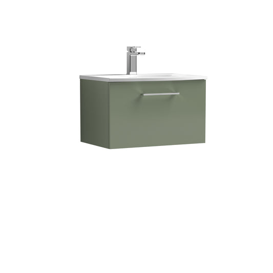Arno 600mm Wall Hung 1 Drawer Vanity Unit with Curved Basin by Nuie
