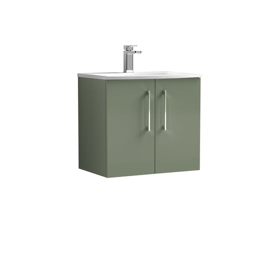 Arno 600mm Wall Hung 2-Door Vanity Unit with Curved Basin by Nuie