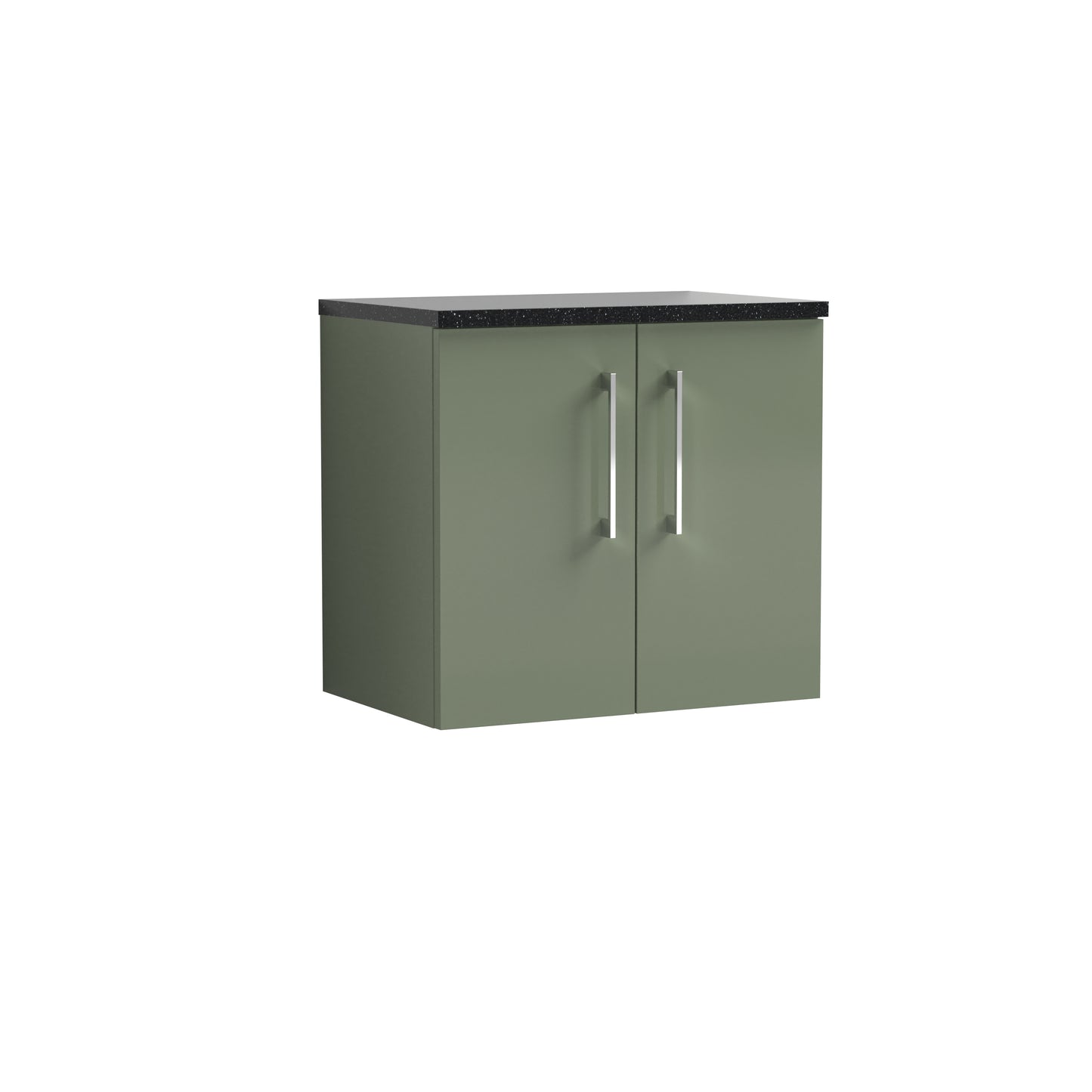 Nuie 600mm Satin Green Wall Hung Vanity Unit With Laminate Top