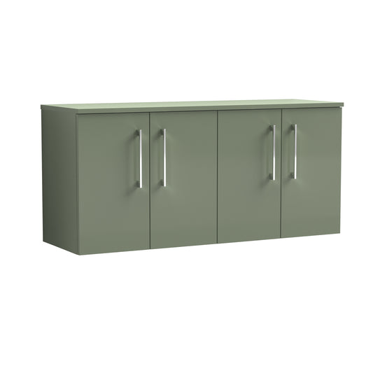 Nuie 1205mm Satin Green 2-Door Wall Hung Vanity Unit With Worktop