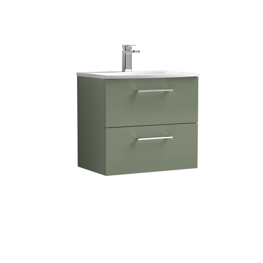 Arno 600mm Wall Hung 2 Drawer Vanity Unit with Curved Basin by Nuie