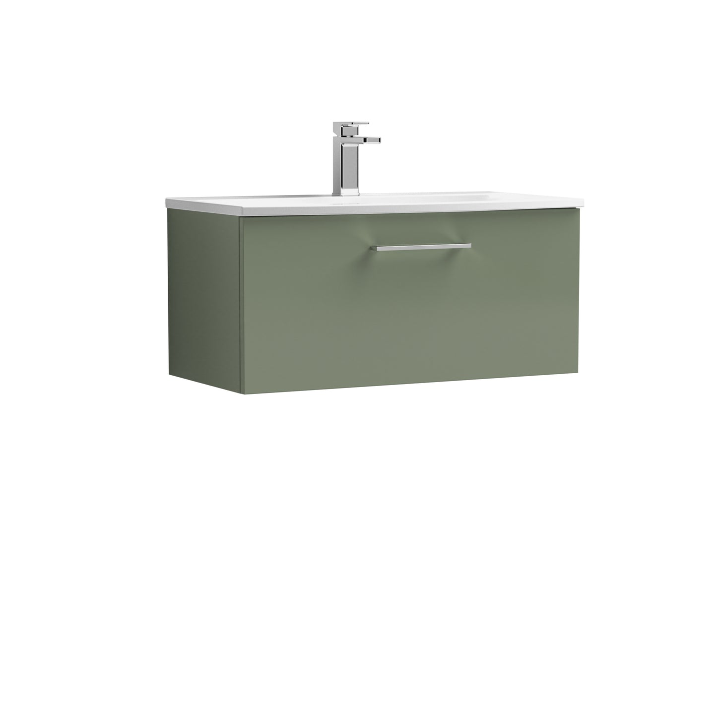 Arno 800mm Wall Hung 1-Drawer Vanity Unit with Curved Basin by Nuie
