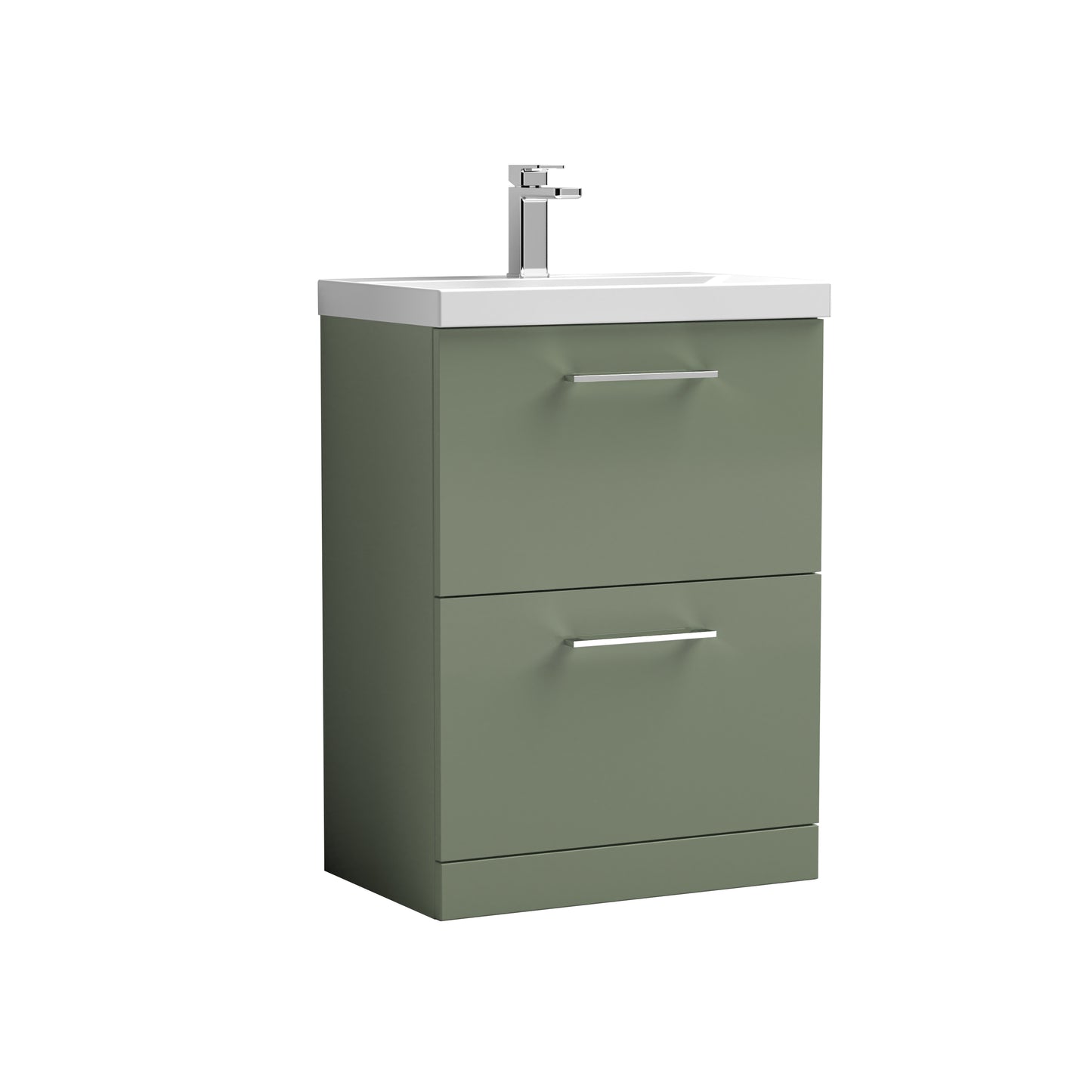 Arno 600mm Floor Standing 2-Drawer Bathroom Vanity Unit With Thin-Edge Basin by Nuie